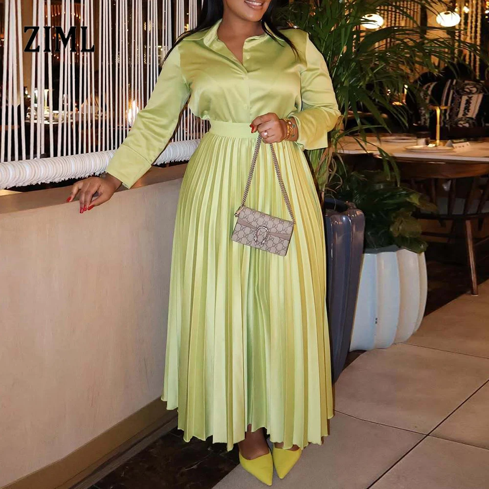 ZIML Temperament Light Luxury Solid Two Piece Sets For Women Lapel Long Sleeve Top High Waist Draped Skirt Elegant Set Female
ZIML Temperament Light Luxury Solid Two Piece Sets For Women Lapel Long Sleeve Top High Waist Draped Skirt Elegant Set Female