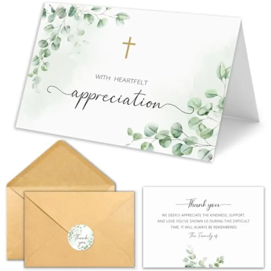 25 Pcs Funeral Thank You Cards with Envelopes, Bulk 4×6 Sympathy Card Watercolor Eucalyptus Leaves Bereavement Thank You Cards,
25 Pcs Funeral Thank You Cards with Envelopes, Bulk 4×6 Sympathy Card Watercolor Eucalyptus Leaves Bereavement Thank You Cards,