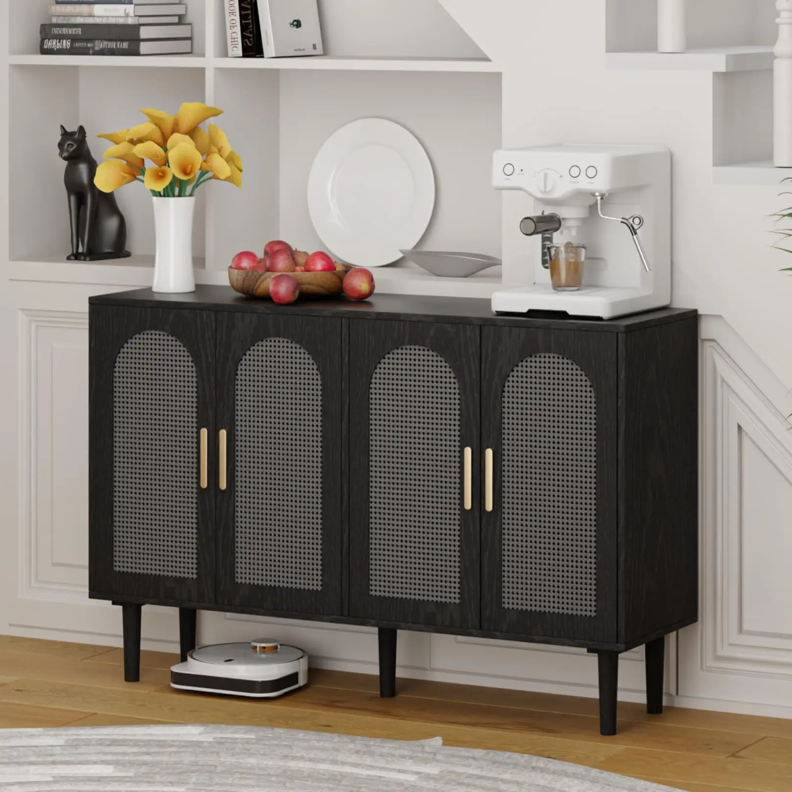 Современный буфет Combohome с дверцами из ротанга - 4-дверный шкаф-креденца с большим объемом хранения, большой акцентный шкаф для прихожей
Современный буфет Combohome с дверцами из ротанга - 4-дверный шкаф-креденца с большим объемом хранения, большой акцентный шкаф для прихожей