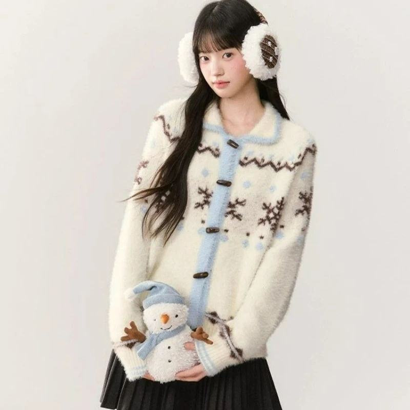 New Fashionable Korean-style Laid-back Style Cardigan Sweater Imitation Mink Leather Snowflake Patterns for Women 2026 Autumn
New Fashionable Korean-style Laid-back Style Cardigan Sweater Imitation Mink Leather Snowflake Patterns for Women 2026 Autumn