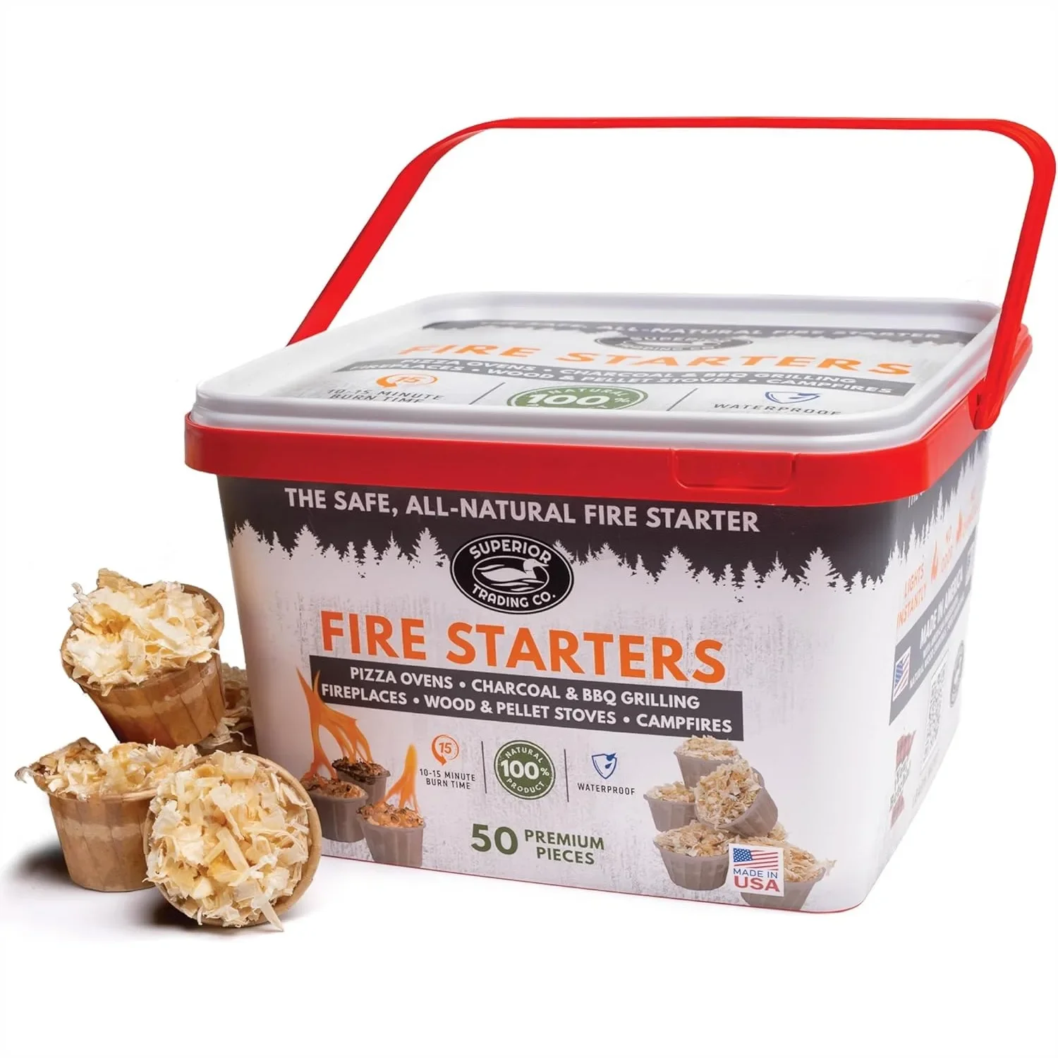 Fire Starter Pods In Plastic Bucket 50 Count 15-20 Min Burn For Campfires BBQ Grill Wood Stove Charcoal Starter
Fire Starter Pods In Plastic Bucket 50 Count 15-20 Min Burn For Campfires BBQ Grill Wood Stove Charcoal Starter