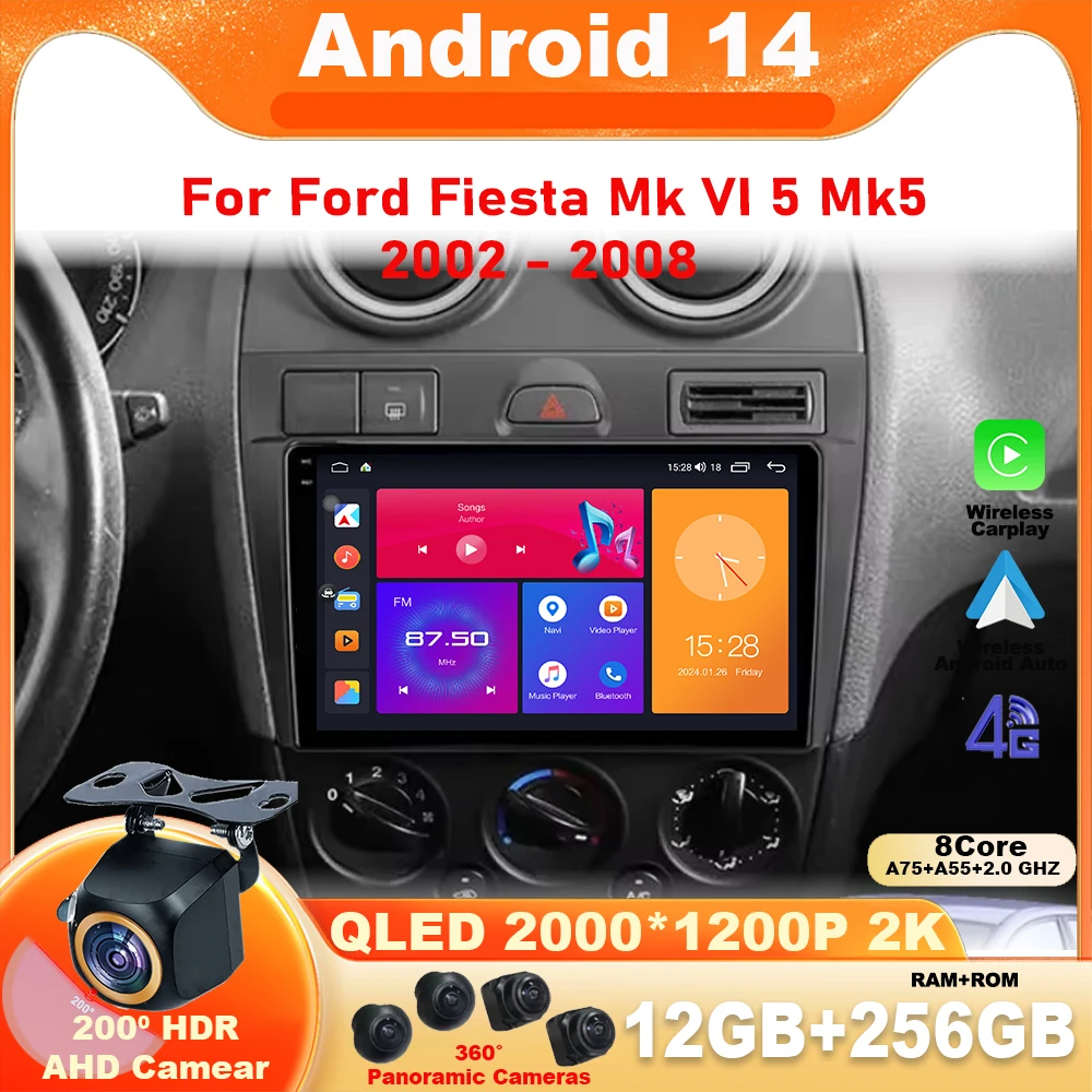 Car Radio Android 14 For Ford Fiesta Mk VI 5 Mk5 2002 - 2008 Multimedia Video Wireless Carplay Navigation GPS Touchscreen QLED
Car Radio Android 14 For Ford Fiesta Mk VI 5 Mk5 2002 - 2008 Multimedia Video Wireless Carplay Navigation GPS Touchscreen QLED