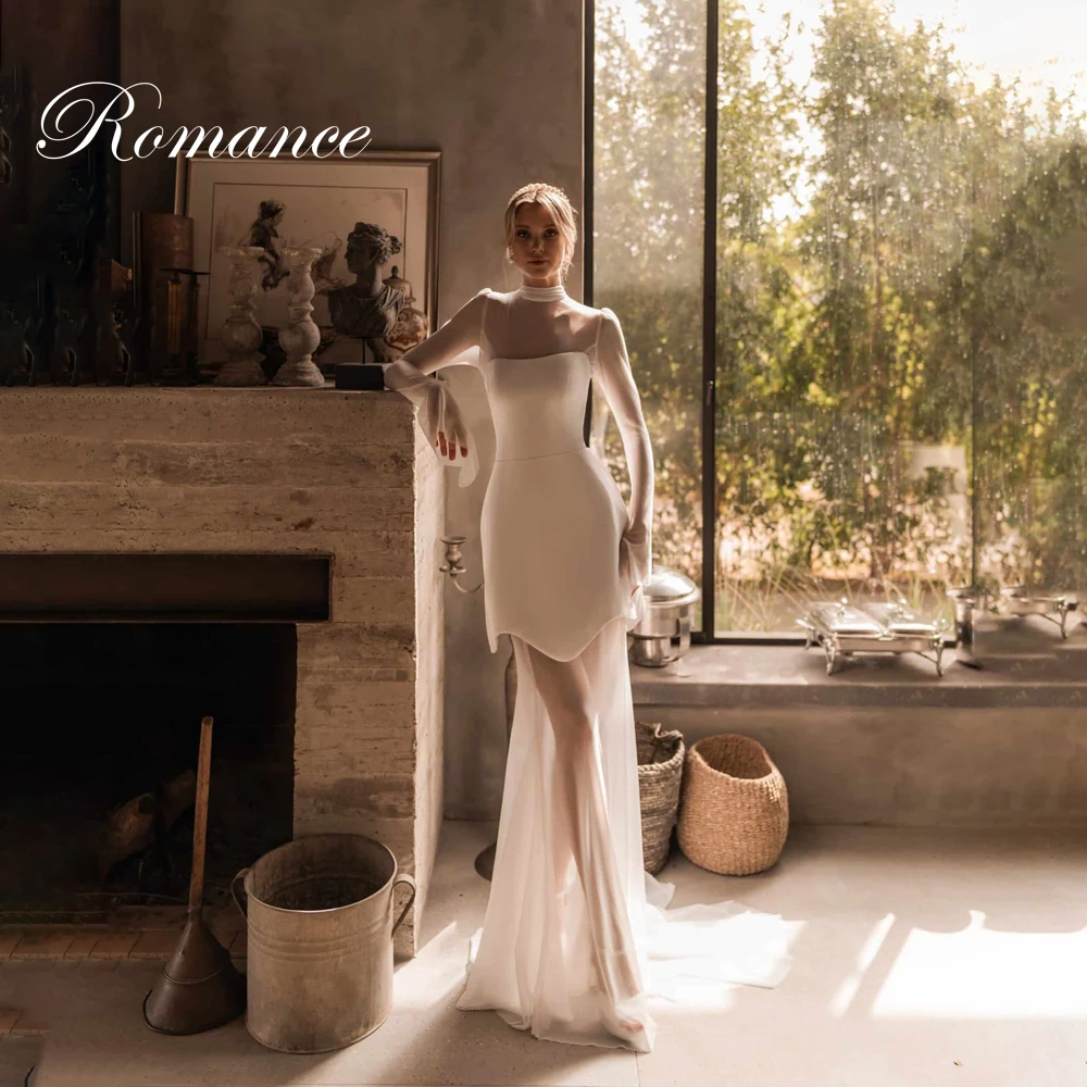 Elegant A-Line Wedding Dress Women High Collar Long Sleeve Illusion Back Zipper Back Bridal Gown Vestidos De Novia Customized
Elegant A-Line Wedding Dress Women High Collar Long Sleeve Illusion Back Zipper Back Bridal Gown Vestidos De Novia Customized