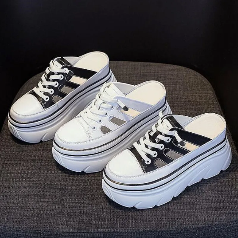 9cm Women Slippers Summer Genuine Leather Ladies Platform Shoes Fashion Hollow Out Breathable Sandals Women Slip on Slides Mules
9cm Women Slippers Summer Genuine Leather Ladies Platform Shoes Fashion Hollow Out Breathable Sandals Women Slip on Slides Mules