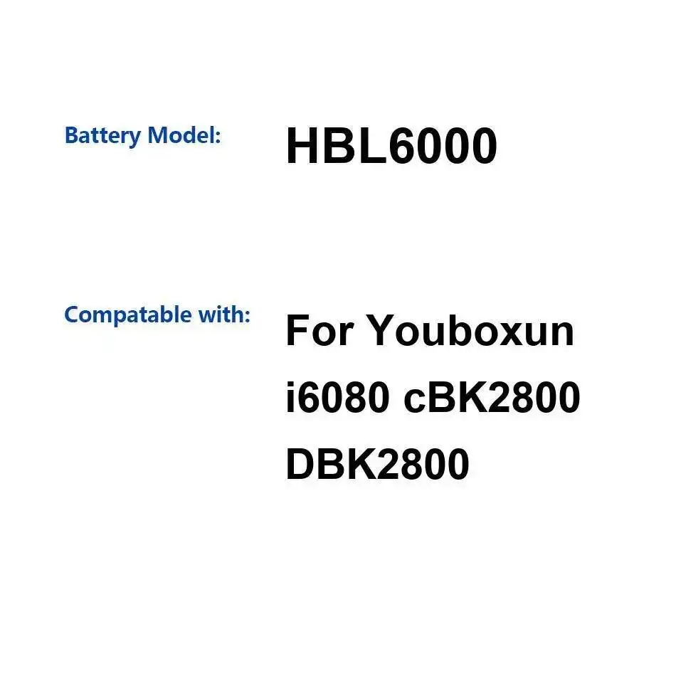 HBL6000 Хорошая низкотемпературная портативная батарея для терминала данных для Urovo I6080 Cbk2800 DBK2800, стабильная 3000 мАч
HBL6000 Хорошая низкотемпературная портативная батарея для терминала данных для Urovo I6080 Cbk2800 DBK2800, стабильная 3000 мАч