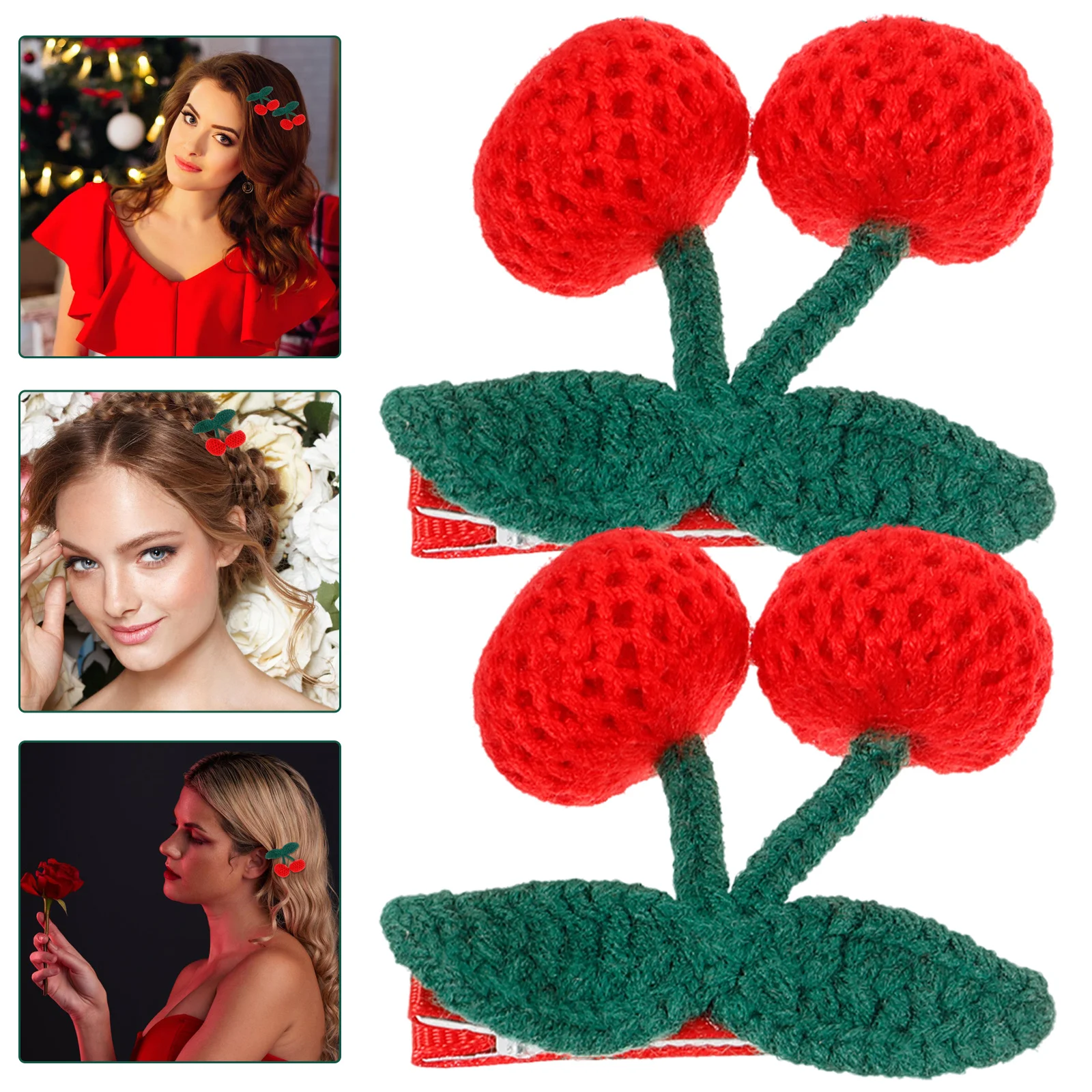 Ribbons for Hair Cherry Barrettes Clips Crochet Fruit Yarn Cute Accessories Child Toppers
Ribbons for Hair Cherry Barrettes Clips Crochet Fruit Yarn Cute Accessories Child Toppers
