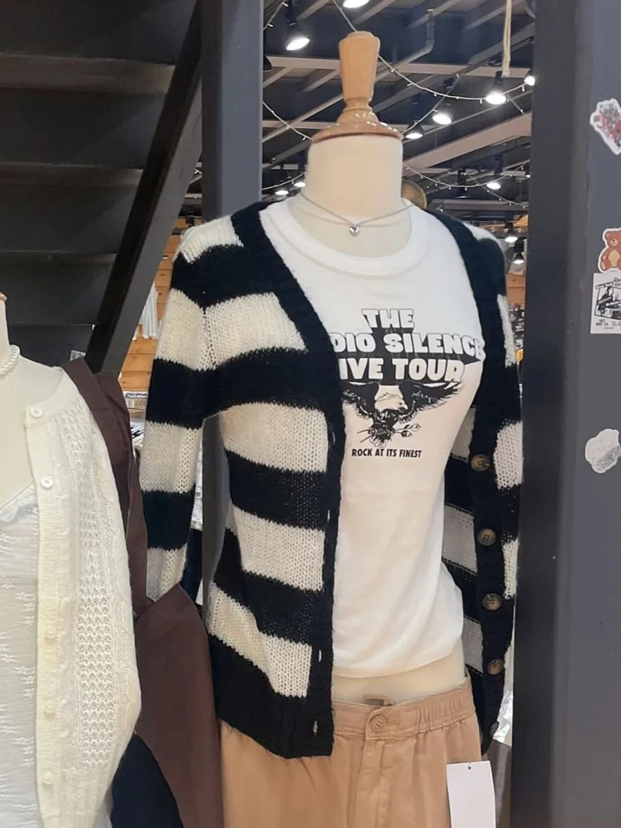 Striped Knitted Sweater Cardigan Woman V-neck Long Sleeve Cotton Thin Sweaters Female Autumn Casual All-match Slim Knitwear Top
Striped Knitted Sweater Cardigan Woman V-neck Long Sleeve Cotton Thin Sweaters Female Autumn Casual All-match Slim Knitwear Top