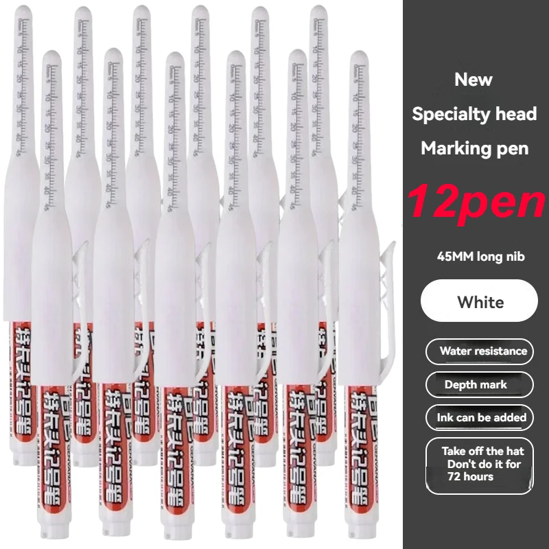 12 шт. маркеры с длинной головкой, специальные маркеры для деревообработки на масляной основе для керамики, длинный наконечник 45 мм, черные/синие/красные/белые чернила
12 шт. маркеры с длинной головкой, специальные маркеры для деревообработки на масляной основе для керамики, длинный наконечник 45 мм, черные/синие/красные/белые чернила