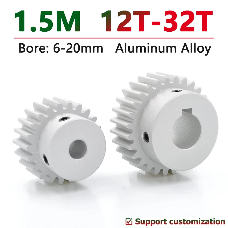 1PCS 12T-32T 1.5M Aluminum Alloy Spur Gear 1.5 Mod Motor Gear 12 14 15 16 17 18 19 20 21 22 23 24 25 28 30 32 Teeth Bore 6-20mm
1PCS 12T-32T 1.5M Aluminum Alloy Spur Gear 1.5 Mod Motor Gear 12 14 15 16 17 18 19 20 21 22 23 24 25 28 30 32 Teeth Bore 6-20mm