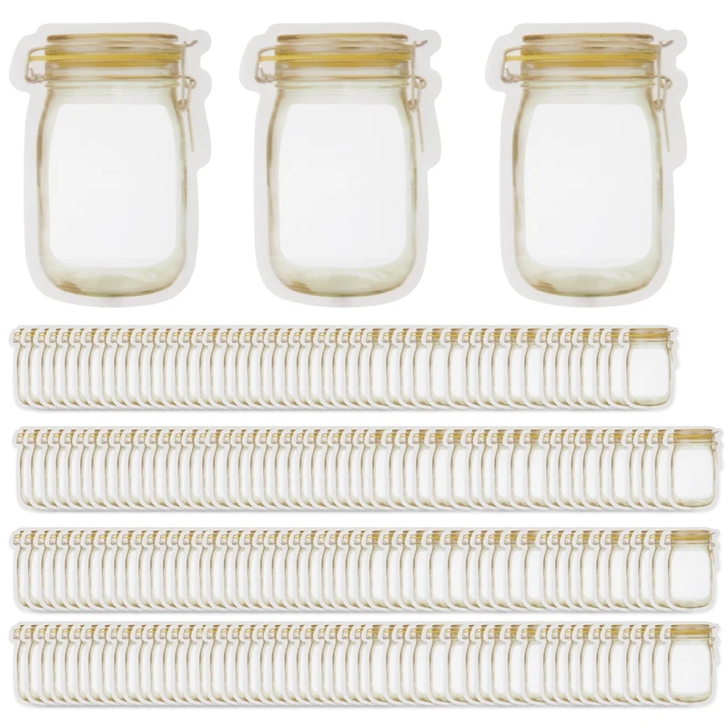 200 Pcs Reusable Mason Jar Zipper Bags Snack Food Storage Bag Seal Bags Candy Nuts Cookies Kitchen Organizer
200 Pcs Reusable Mason Jar Zipper Bags Snack Food Storage Bag Seal Bags Candy Nuts Cookies Kitchen Organizer
