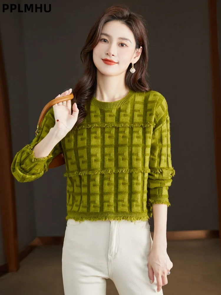 Women's Casual O-neck Knitted Sweater Baggy Fashion Tassel Straight Jumpers Korean Loose Soft Warm Bottomed Knitwear Pullovers
Women's Casual O-neck Knitted Sweater Baggy Fashion Tassel Straight Jumpers Korean Loose Soft Warm Bottomed Knitwear Pullovers