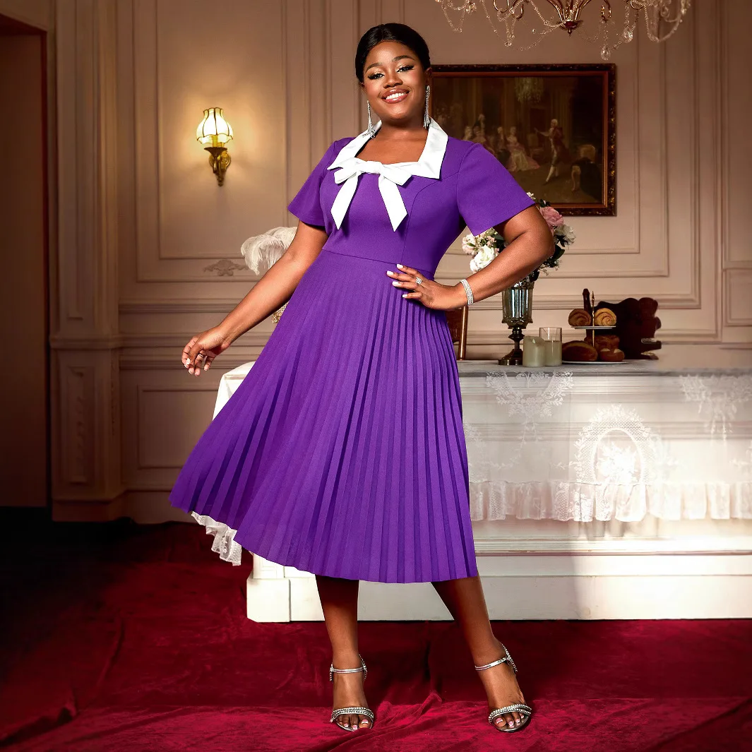 Plus Size Elegant Dress for Chubby Women Purple Pleated White Bowknot Square Neck Slimming Dress Summer Elegantes Casual Y2k
Plus Size Elegant Dress for Chubby Women Purple Pleated White Bowknot Square Neck Slimming Dress Summer Elegantes Casual Y2k