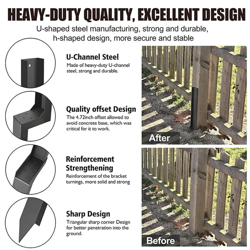 ABHB-Heavy Duty Steel Fence Post Repair Kit, Fence Post Stakes Anchor Ground Spike For Repairing Wooden Fence Post 
ABHB-Heavy Duty Steel Fence Post Repair Kit, Fence Post Stakes Anchor Ground Spike For Repairing Wooden Fence Post