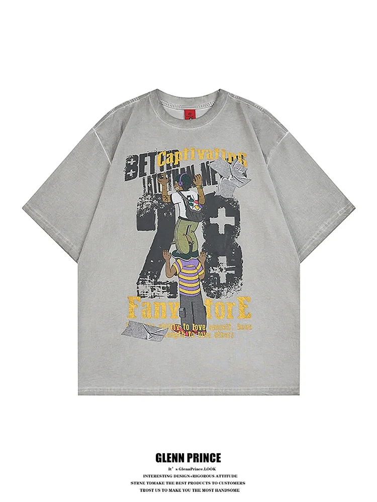 GPstudio Men's Short Sleeve T-shirt Cartoon Print Washed Cotton Casual Streetwear Summer Fashionable Tee Breathable round Neck
GPstudio Men's Short Sleeve T-shirt Cartoon Print Washed Cotton Casual Streetwear Summer Fashionable Tee Breathable round Neck
