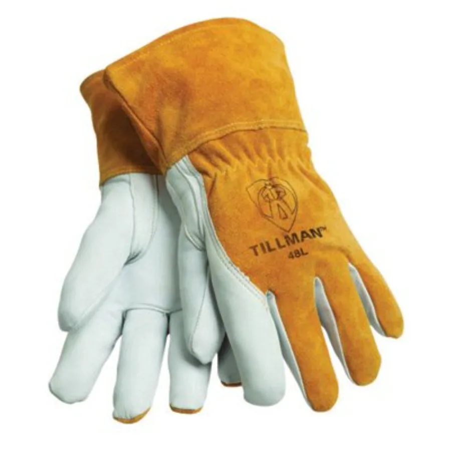 48L Large Brown Top Grain Goatskin Fleece Lined Standard Grade MIG Welders Gloves with Straight Thumb, 3 1/2" Cuff, Kevlar ing
48L Large Brown Top Grain Goatskin Fleece Lined Standard Grade MIG Welders Gloves with Straight Thumb, 3 1/2" Cuff, Kevlar ing