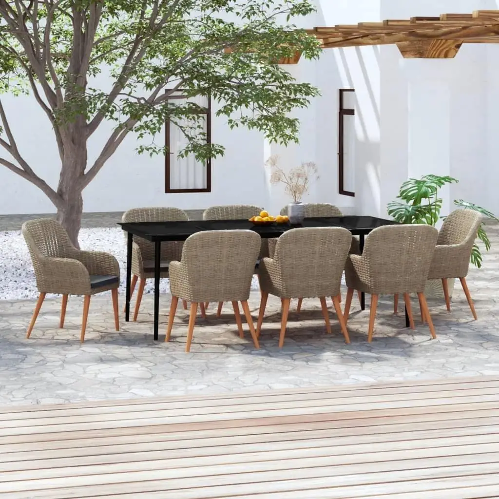 Outdoor Brown and Black Garden Dining Set with Dark Grey Cushions Comfortable Patio Furniture Table and Chairs for Balcony
Outdoor Brown and Black Garden Dining Set with Dark Grey Cushions Comfortable Patio Furniture Table and Chairs for Balcony