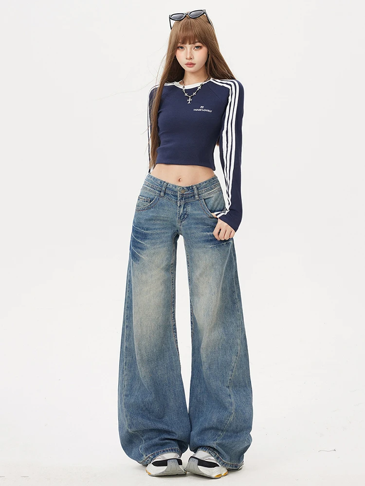 Retro Washed Blue Jeans Low Waist Loose Straight Leg Floor-Length Pants Spring Autumn New Style American High Street Women
Retro Washed Blue Jeans Low Waist Loose Straight Leg Floor-Length Pants Spring Autumn New Style American High Street Women