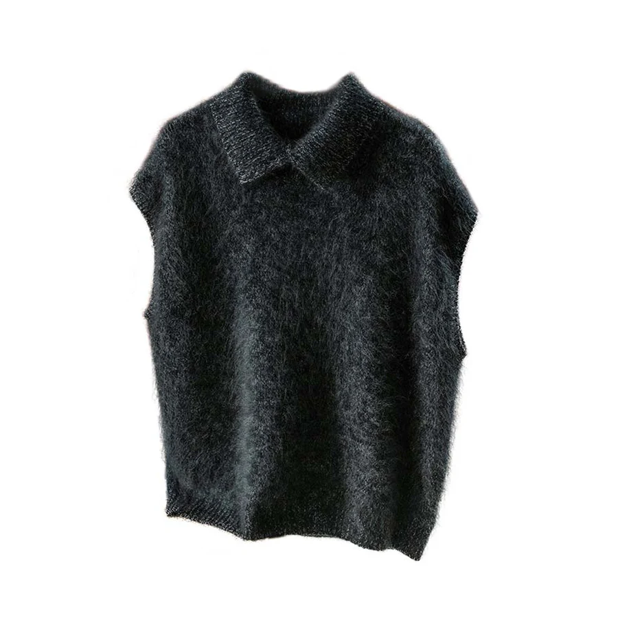 Fluffy Fuzzy Pure Wool Sweater Vest Heather Knitted Vests with Collar
Fluffy Fuzzy Pure Wool Sweater Vest Heather Knitted Vests with Collar
