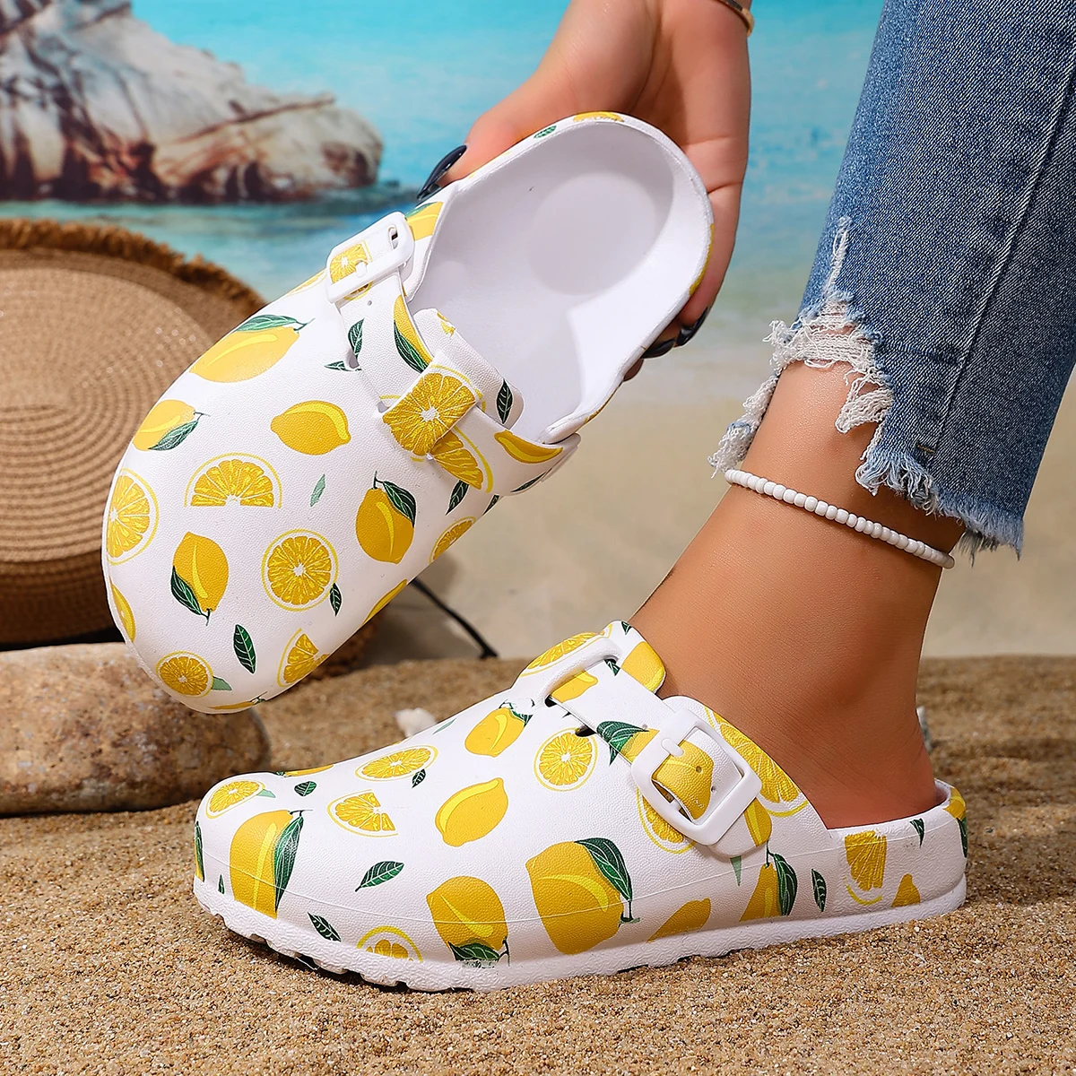 Fashion Women's Lemon Print Slip-On Shoes Adjustable Double Buckle Comfortable Thick Sole Durable Home Garden Streetwear
Fashion Women's Lemon Print Slip-On Shoes Adjustable Double Buckle Comfortable Thick Sole Durable Home Garden Streetwear