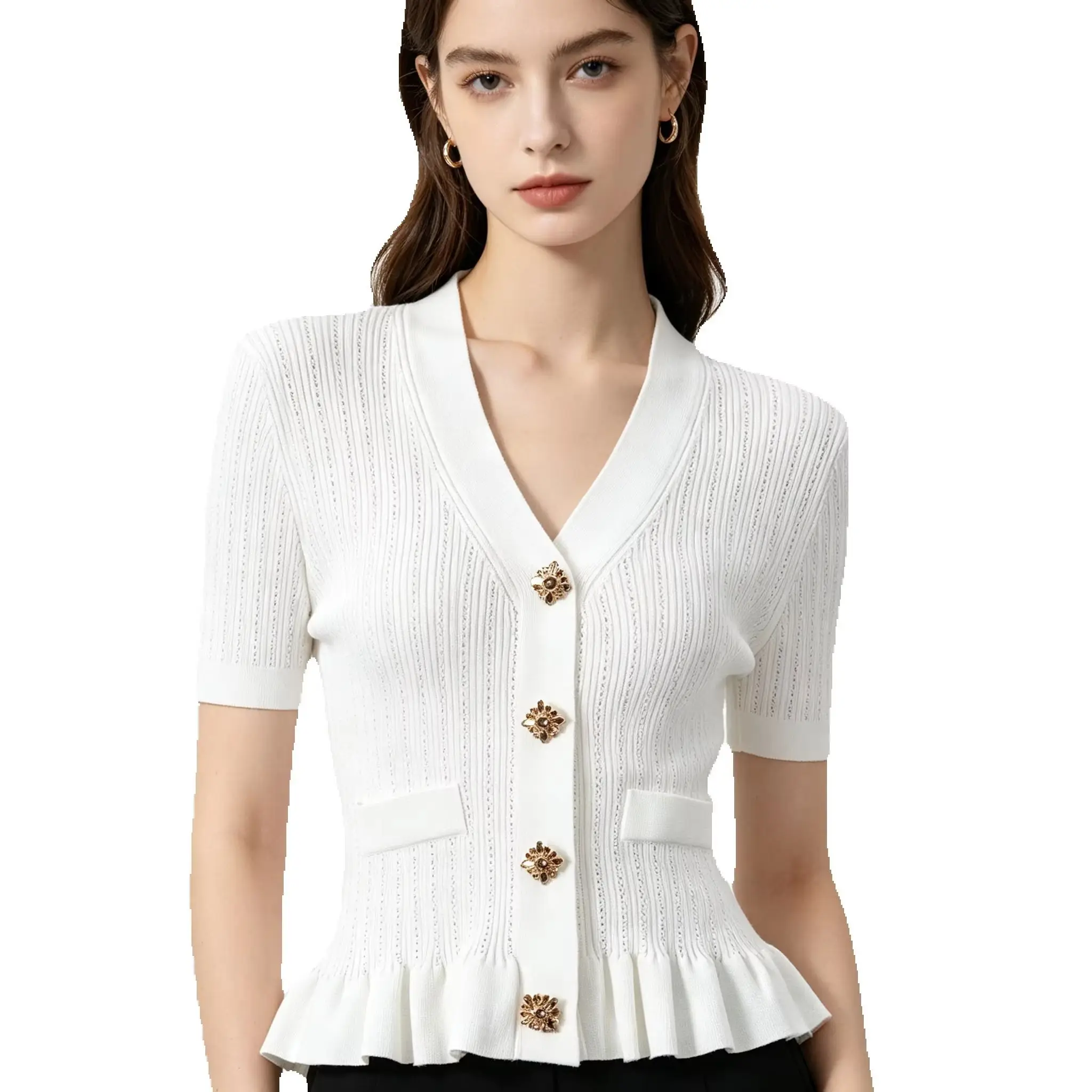 5 Colors High Version Fashion In Stock New Diamond Button Versatile Short Sleeved Knitted Top Women's Cardigan Jacket
5 Colors High Version Fashion In Stock New Diamond Button Versatile Short Sleeved Knitted Top Women's Cardigan Jacket