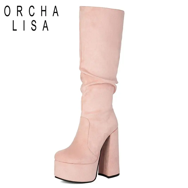 ORCHA LISA 2025 Сексуальные женские сапоги до колена с круглым носком на массивном каблуке 14,5 см, платформа 5 см, замша из флока, большой размер 45, 46 47 Dating Bota
ORCHA LISA 2025 Сексуальные женские сапоги до колена с круглым носком на массивном каблуке 14,5 см, платформа 5 см, замша из флока, большой размер 45, 46 47 Dating Bota
