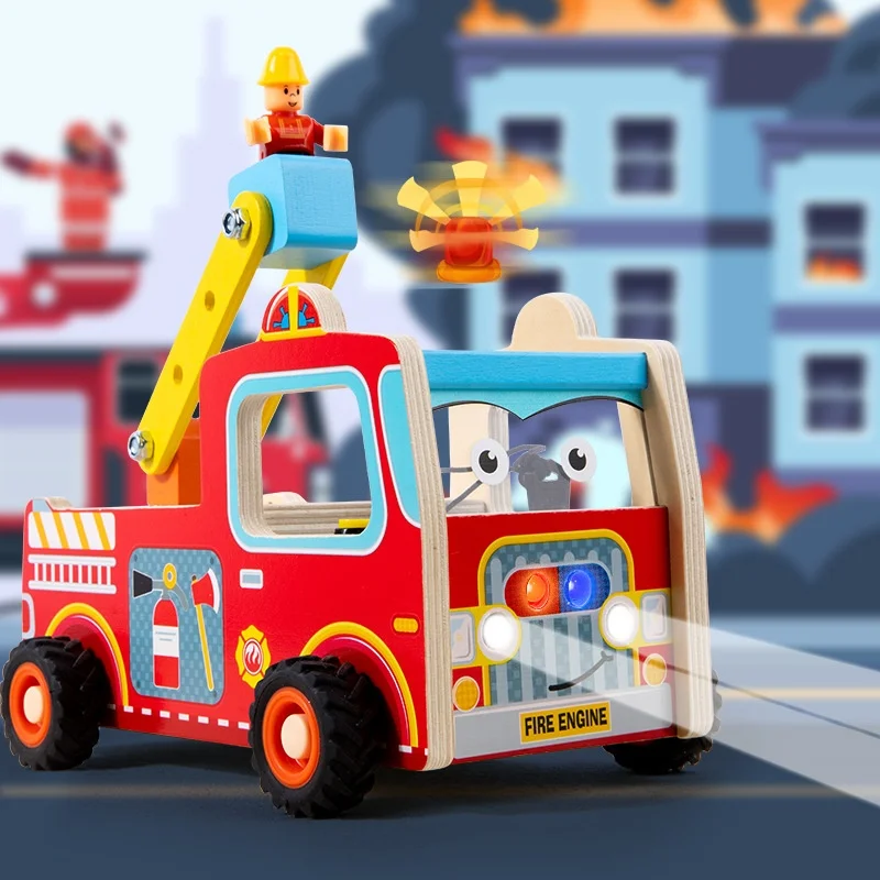 Wooden Busy Car Fire Engine Multi-function Led Light Button Screw Disassembly Tool Car Children's Toys
Wooden Busy Car Fire Engine Multi-function Led Light Button Screw Disassembly Tool Car Children's Toys
