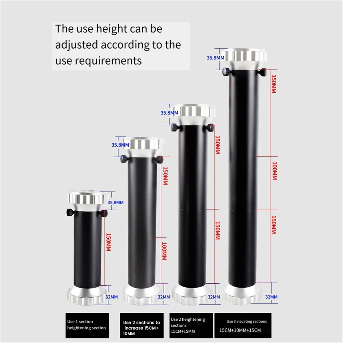 Three Section Extension Tube for Increase Height Between Equatorial Mount and Tripod Telescope Accessories
Three Section Extension Tube for Increase Height Between Equatorial Mount and Tripod Telescope Accessories