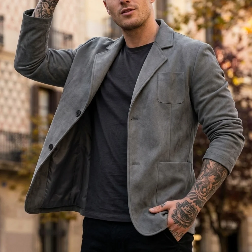 Fall/Winter Men's Formal Leather Jacket Business Casual Wear Solid Lightweight Jacket for Street Men's Commute Tops Bottoms Set
Fall/Winter Men's Formal Leather Jacket Business Casual Wear Solid Lightweight Jacket for Street Men's Commute Tops Bottoms Set