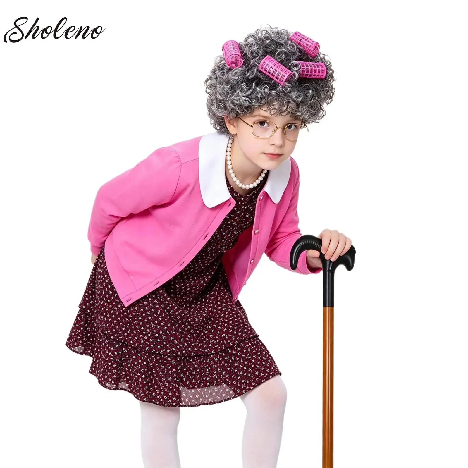 Children Celebrating 100th School Days Funny Cosplay Costumes Dress Granny Girl Cosplay Floral Old Lady Dress Up with Cane Wig
Children Celebrating 100th School Days Funny Cosplay Costumes Dress Granny Girl Cosplay Floral Old Lady Dress Up with Cane Wig