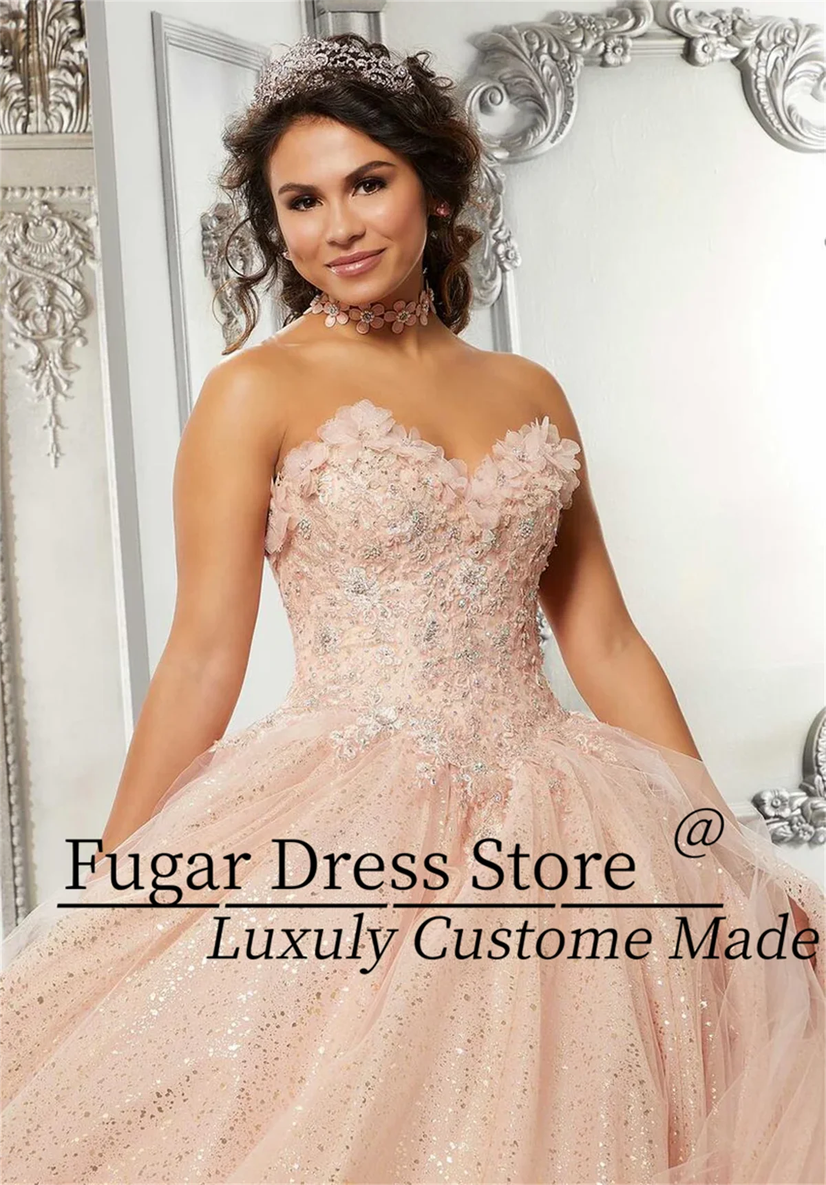 Customized Morilee Vizcaya Quinceanera Dresse 3D flowers applique Gorgeous metal patterned chiffon Prom Gown Vestidos De Novias
Customized Morilee Vizcaya Quinceanera Dresse 3D flowers applique Gorgeous metal patterned chiffon Prom Gown Vestidos De Novias