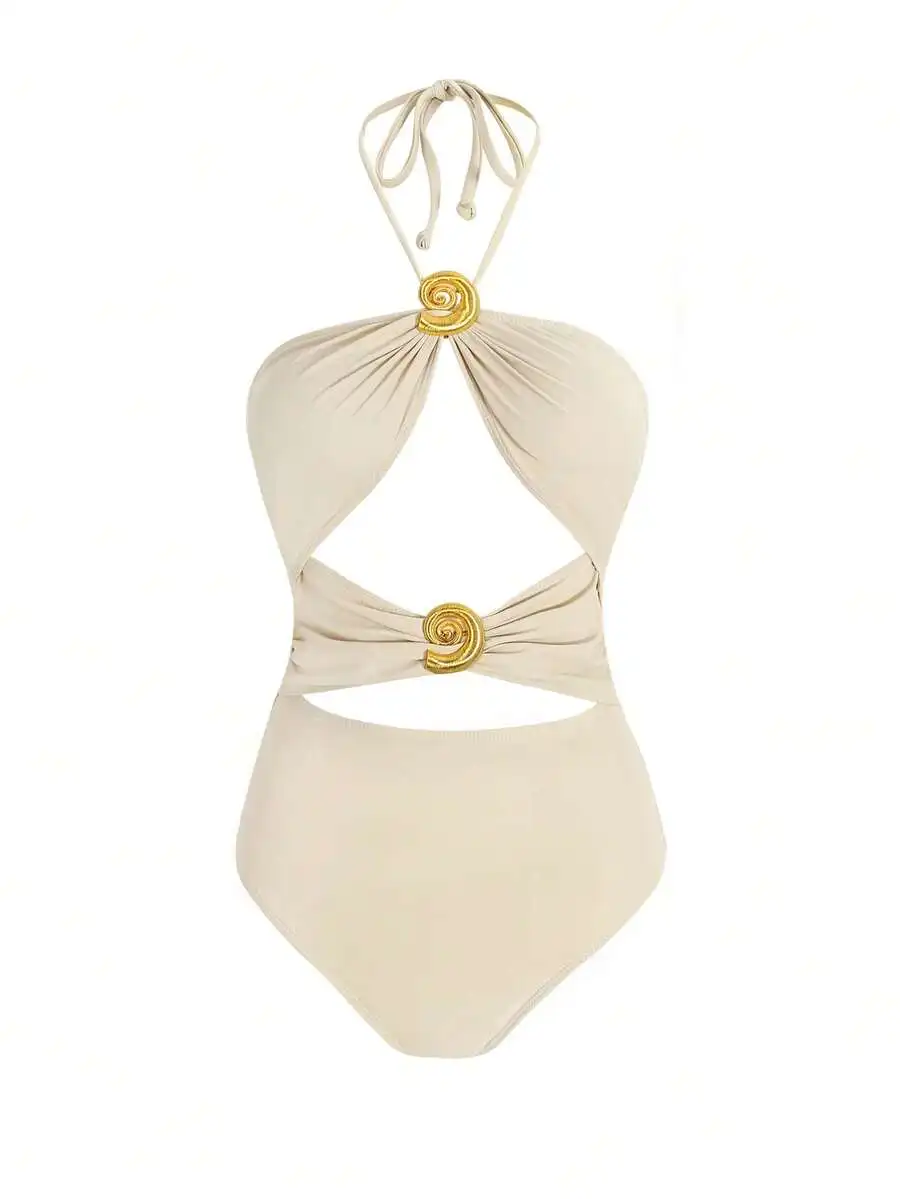 2026 Summer Solid Color Halter Cut-Out One Piece Swimsuit For Women
2026 Summer Solid Color Halter Cut-Out One Piece Swimsuit For Women