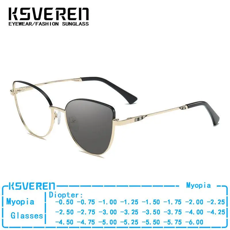 Finished Photochromic Myopia Glasses Luxury Design Women Metal Cat Eye Optical Eyeglasses Outdoor Sunglasses Negative Diopter
Finished Photochromic Myopia Glasses Luxury Design Women Metal Cat Eye Optical Eyeglasses Outdoor Sunglasses Negative Diopter