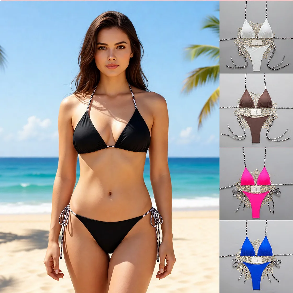 2026 Triangle Tie String Sexy Bikini Set Padded Swimwear For Women Summer Beach Pool Vacation Bathing Suit
2026 Triangle Tie String Sexy Bikini Set Padded Swimwear For Women Summer Beach Pool Vacation Bathing Suit