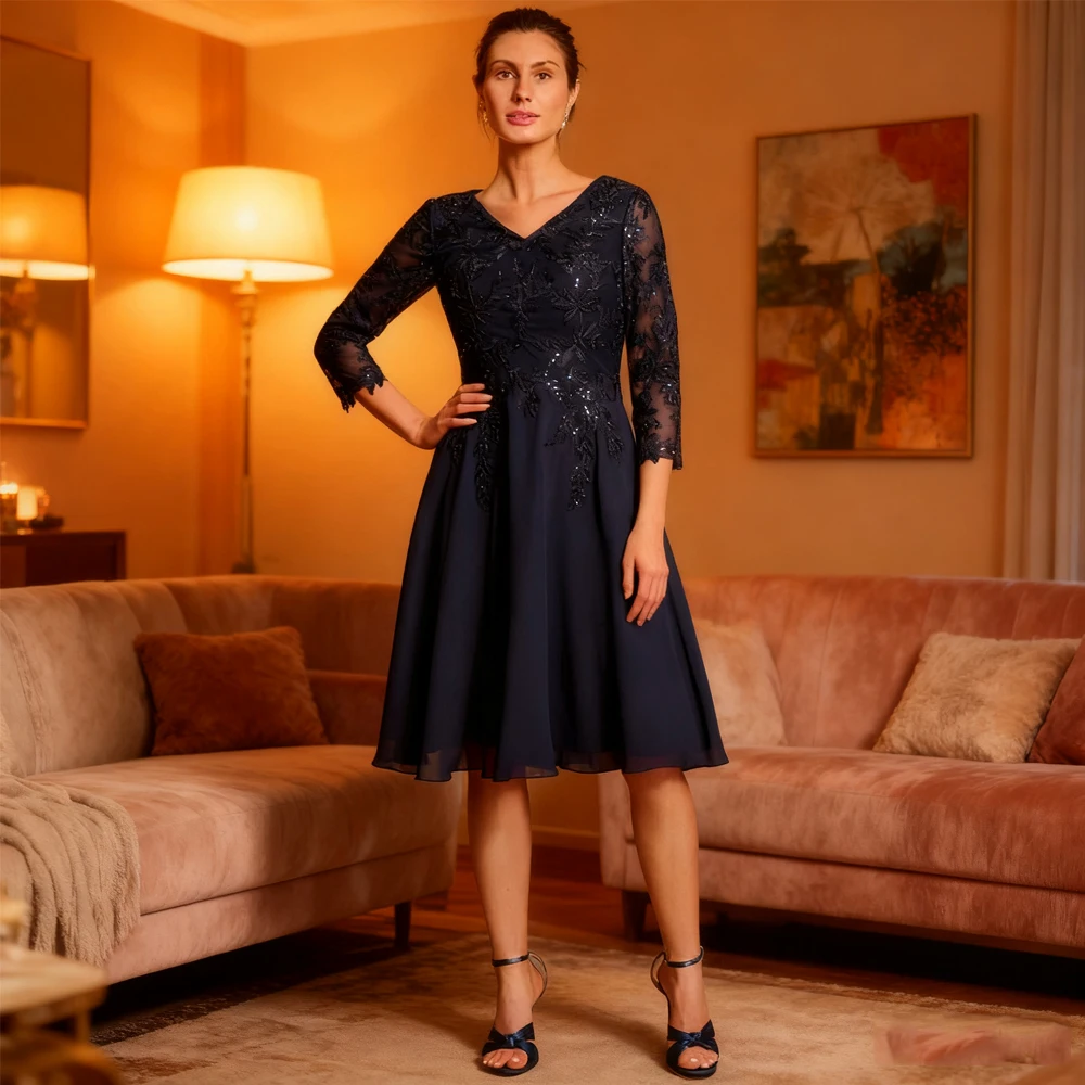 Classic A Line Mother of the Bride Dresses Navy Blue Wedding Party Gowns Zipper Back 3/4 Sleeve New 2025 Vestido De Customized
Classic A Line Mother of the Bride Dresses Navy Blue Wedding Party Gowns Zipper Back 3/4 Sleeve New 2025 Vestido De Customized