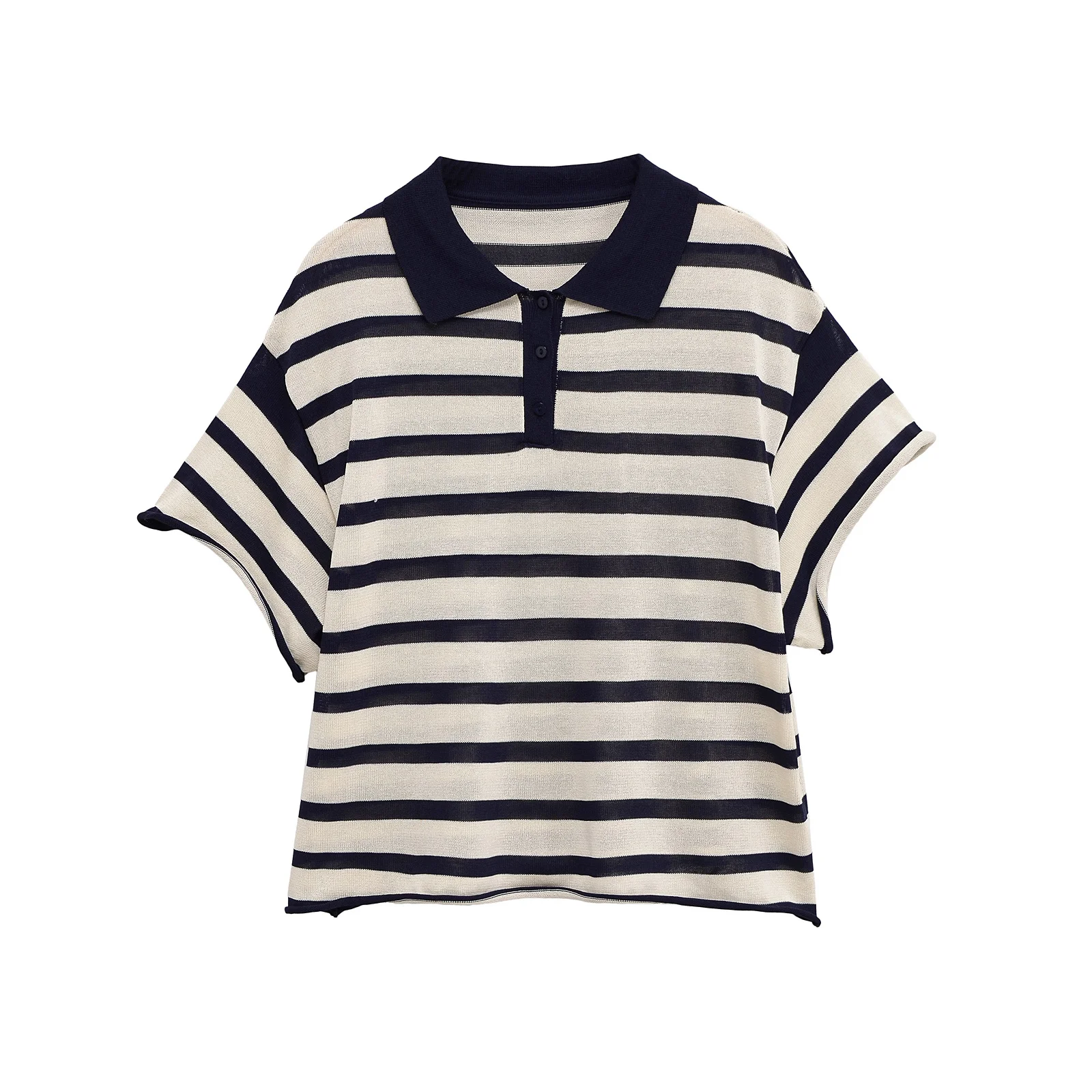 Topenomi Simple Striped Knitted Pullover Women 2025 Summer Contrast Color Lapel Loose Versatile Sweater Casual Fashion Chic Tops
Topenomi Simple Striped Knitted Pullover Women 2025 Summer Contrast Color Lapel Loose Versatile Sweater Casual Fashion Chic Tops