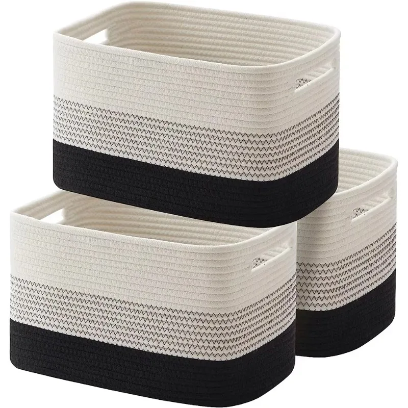 3 packs of toy storage boxes, cotton rope woven baskets, cube storage boxes, cloth storage baskets, with handles, for finishing
3 packs of toy storage boxes, cotton rope woven baskets, cube storage boxes, cloth storage baskets, with handles, for finishing