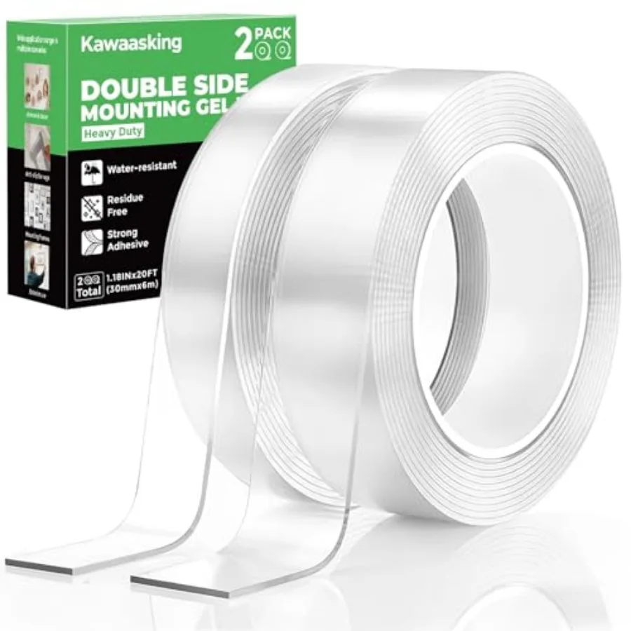 2 Pack Thick Double Sided Sticky Nano Tape, 1.18" x 20FT Total, Heavy Duty Clear Mounting Tape, Removable Transparent Washable
2 Pack Thick Double Sided Sticky Nano Tape, 1.18" x 20FT Total, Heavy Duty Clear Mounting Tape, Removable Transparent Washable