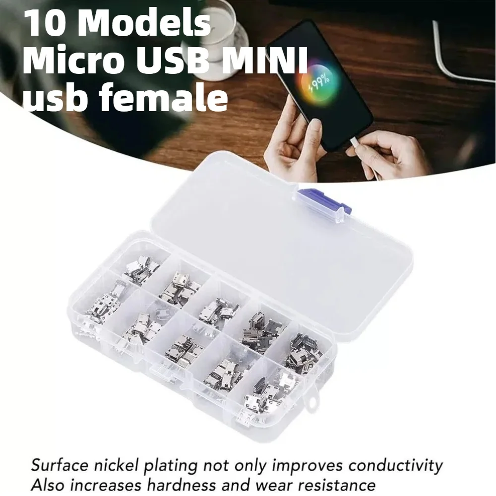 100pcs/50pcs kit 10 Models Micro USB MINI usb female Android mobile phone charging accessories Connector Socket Jack MP3/4/5
100pcs/50pcs kit 10 Models Micro USB MINI usb female Android mobile phone charging accessories Connector Socket Jack MP3/4/5