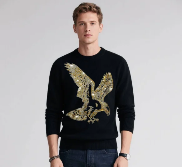 Borun brand Men's Rhinestone designer sweaters Oversized Hip hop Cotton Rhinestone
Borun brand Men's Rhinestone designer sweaters Oversized Hip hop Cotton Rhinestone