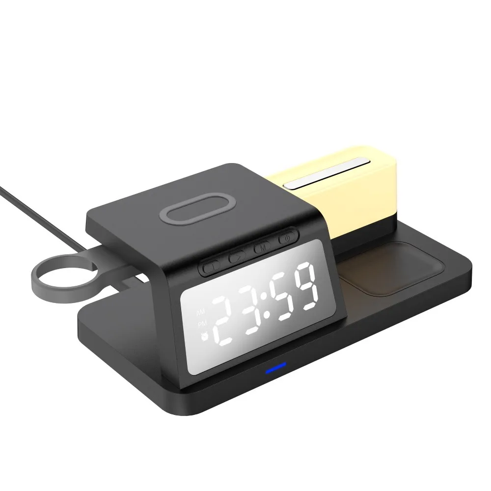 Plastic Wireless Charging Clock Fast Charging Earphone Charging Multi Functional Desktop Charger LED Display with Watch Stand
Plastic Wireless Charging Clock Fast Charging Earphone Charging Multi Functional Desktop Charger LED Display with Watch Stand