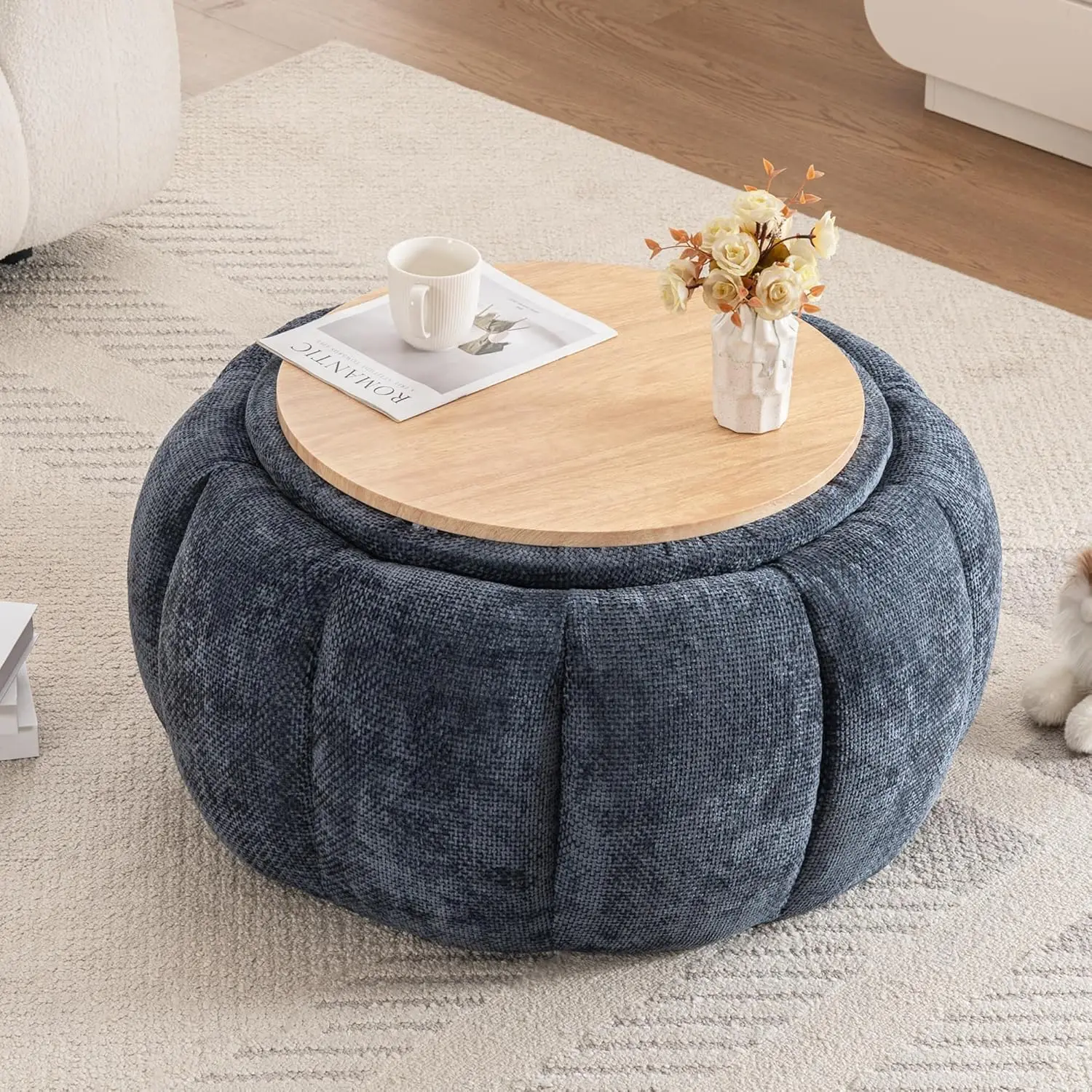 32 Inch Round Storage Ottoman Reversible Tray Lid – Multi-Functional Footrest,Oversized Coffee Table & Ottoman, Customized
32 Inch Round Storage Ottoman Reversible Tray Lid – Multi-Functional Footrest,Oversized Coffee Table & Ottoman, Customized