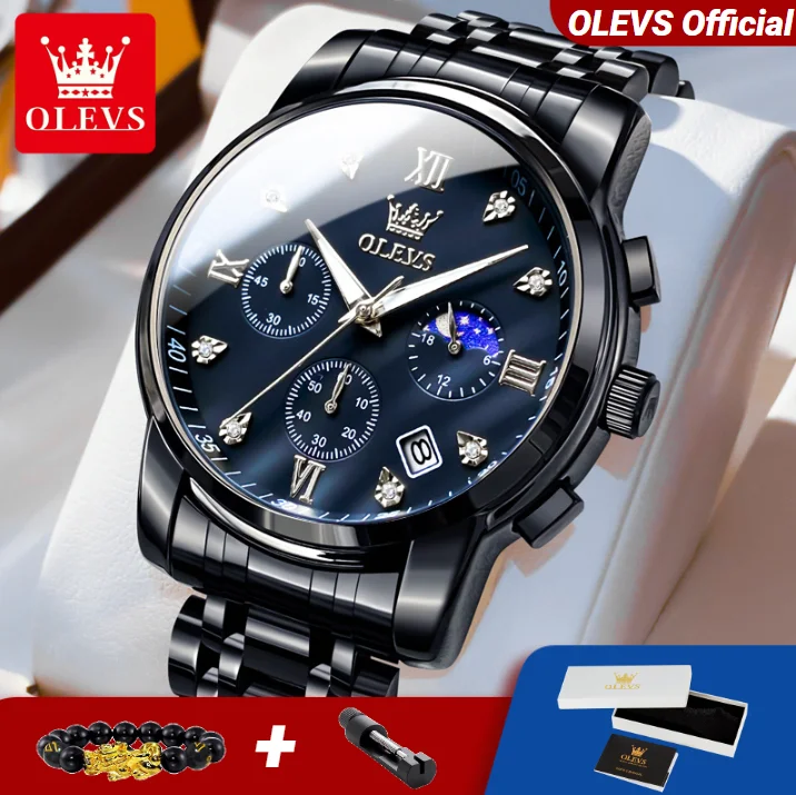 OLEVS 2858 Мужские часы Классические многофункциональные часы с фазой Луны Водонепроницаемые роскошные кварцевые мужские часы из нержавеющей стали 
OLEVS 2858 Мужские часы Классические многофункциональные часы с фазой Луны Водонепроницаемые роскошные кварцевые мужские часы из нержавеющей стали