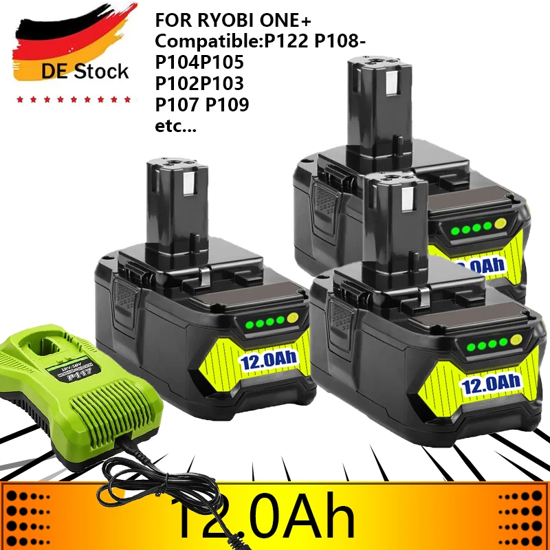 High Capacity 12ah 18V for Ryobi P108 Li-ion Battery Replacement P108 P102 P103 P104 P107 BPL1820 RB18L50 Power Tool Baterry
High Capacity 12ah 18V for Ryobi P108 Li-ion Battery Replacement P108 P102 P103 P104 P107 BPL1820 RB18L50 Power Tool Baterry