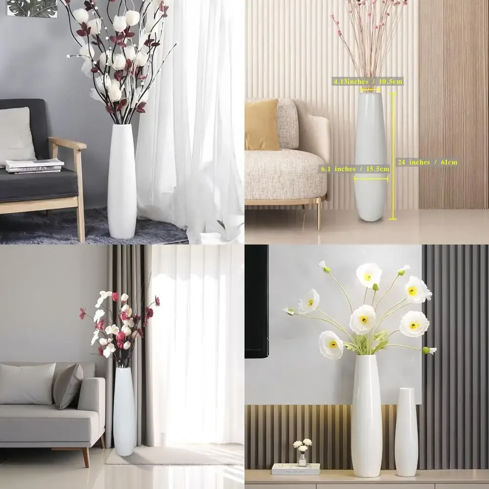 Large Decorative White Ceramic Floor Vase 24 Inches Tall for Flower Arrangements, Table Centerpieces, and Home Living Room Decor
Large Decorative White Ceramic Floor Vase 24 Inches Tall for Flower Arrangements, Table Centerpieces, and Home Living Room Decor