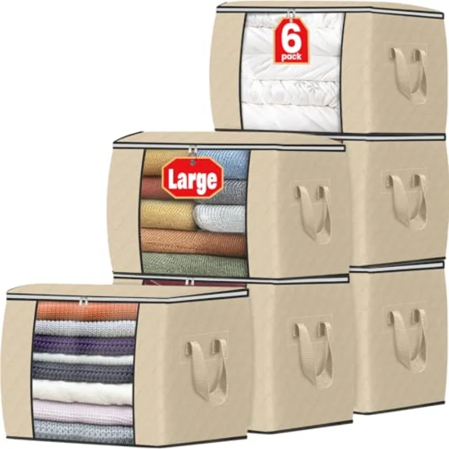 24 Gallons Clothes Storage, Foldable Thick Fabric Blanket Storage Bags, Containers for Organizing Bedroom, Closet, Clothing, Co
24 Gallons Clothes Storage, Foldable Thick Fabric Blanket Storage Bags, Containers for Organizing Bedroom, Closet, Clothing, Co