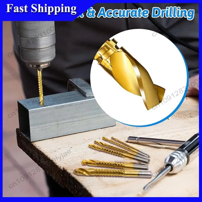 -X07A 7PCS Titanium Coated HSS Twist Drill Bits, 3-10Mm Serrated Side Cutting Drill Bit, Hex Shank Serrated Cutting Drill Bits
-X07A 7PCS Titanium Coated HSS Twist Drill Bits, 3-10Mm Serrated Side Cutting Drill Bit, Hex Shank Serrated Cutting Drill Bits