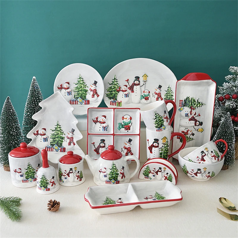 Nordic Cartoon Christmas Snowman Printed Bowl Dish Tableware Suit Embossed Rice Salad Bowl Western-Style Ceramic Flat Plate Cup
Nordic Cartoon Christmas Snowman Printed Bowl Dish Tableware Suit Embossed Rice Salad Bowl Western-Style Ceramic Flat Plate Cup