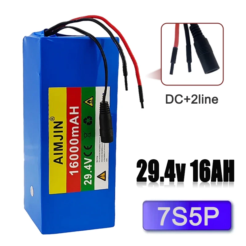 7S5P 29.4V 16000mah 18650 Rechargeable Li-Ion Battery Pack 24V 16Ah with Charger,Built-in Smart BMS
7S5P 29.4V 16000mah 18650 Rechargeable Li-Ion Battery Pack 24V 16Ah with Charger,Built-in Smart BMS