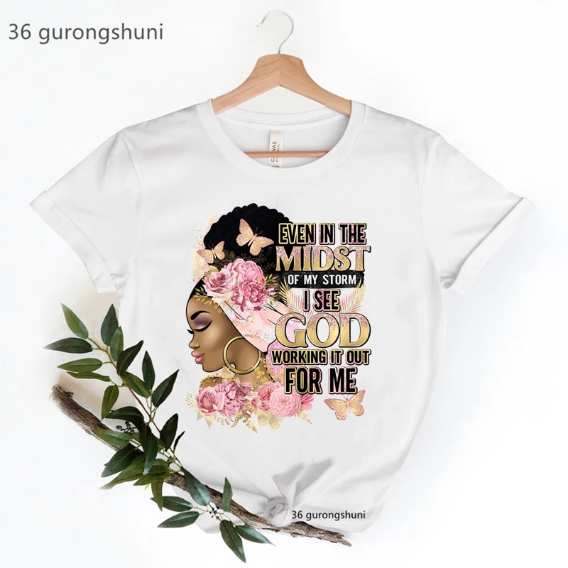 Even In The Midst Of My Storm I See God Working It Out For Me Graphic Print T-Shirt Black Women Melanin Black Girl Magic Tshirt
Even In The Midst Of My Storm I See God Working It Out For Me Graphic Print T-Shirt Black Women Melanin Black Girl Magic Tshirt
