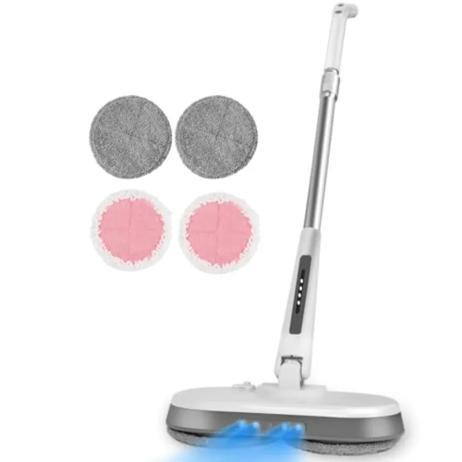 Cordless Electric Mop for Hardwood and Tile Floors, ABS Plastic Body, White with Blue Accents, 60-Min Runtime LED Headlight for
Cordless Electric Mop for Hardwood and Tile Floors, ABS Plastic Body, White with Blue Accents, 60-Min Runtime LED Headlight for